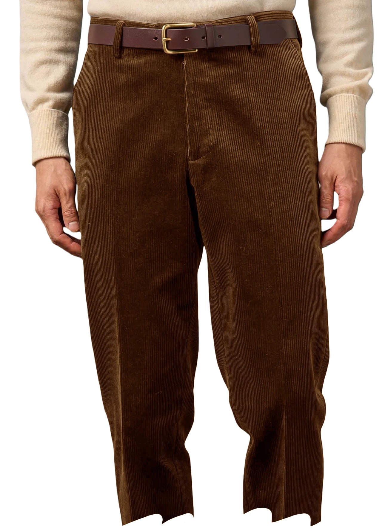 Men's Corduroy Pants High Waist Straight Classic Fit Wrinkle-Resistant Trousers For Business Casual Daily Wear Streetwear