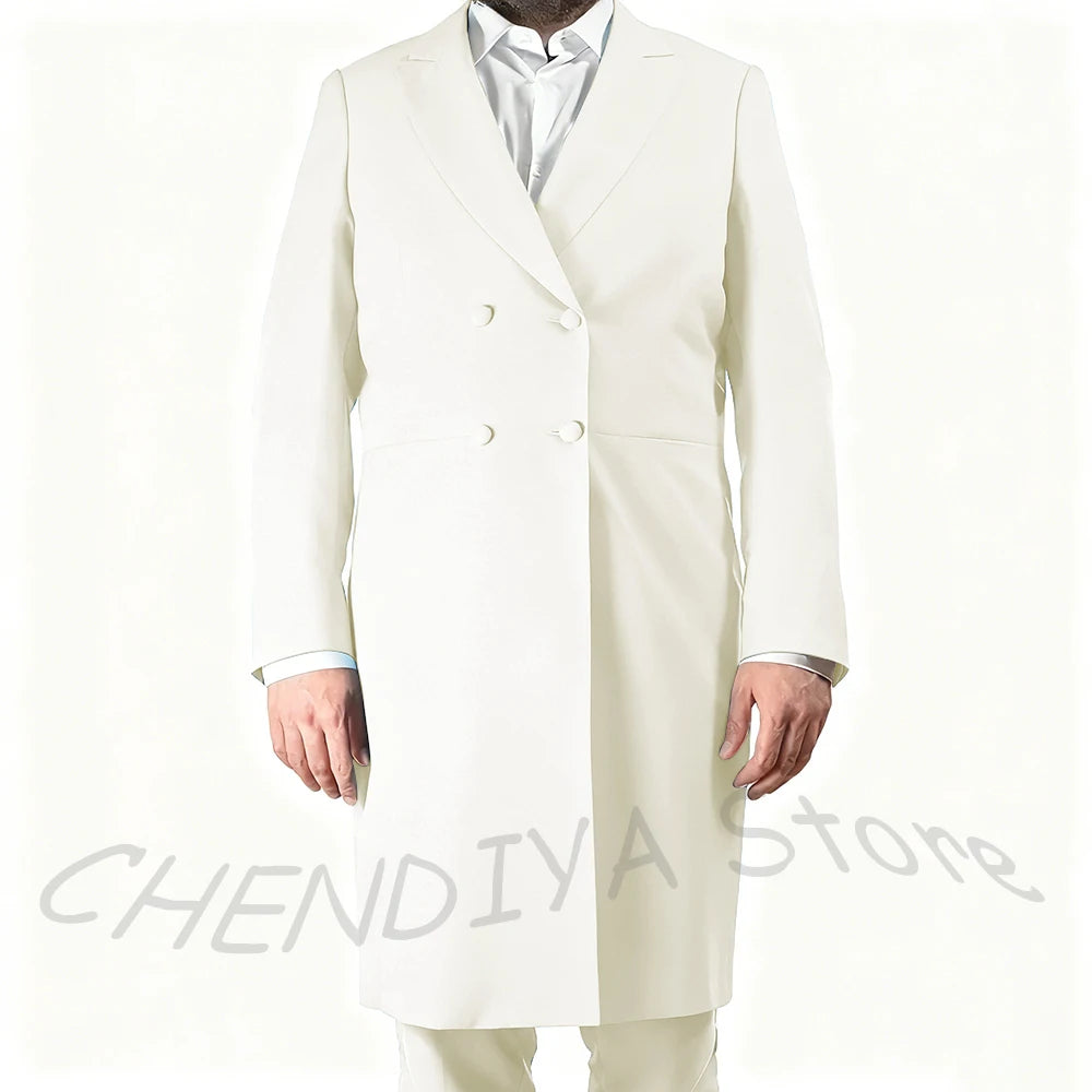 New Arrival Men's Suits Formal Two Piece Long Blazer Classic Double Breasted Daily Office Casual Male Costume Homme Jacket Pants