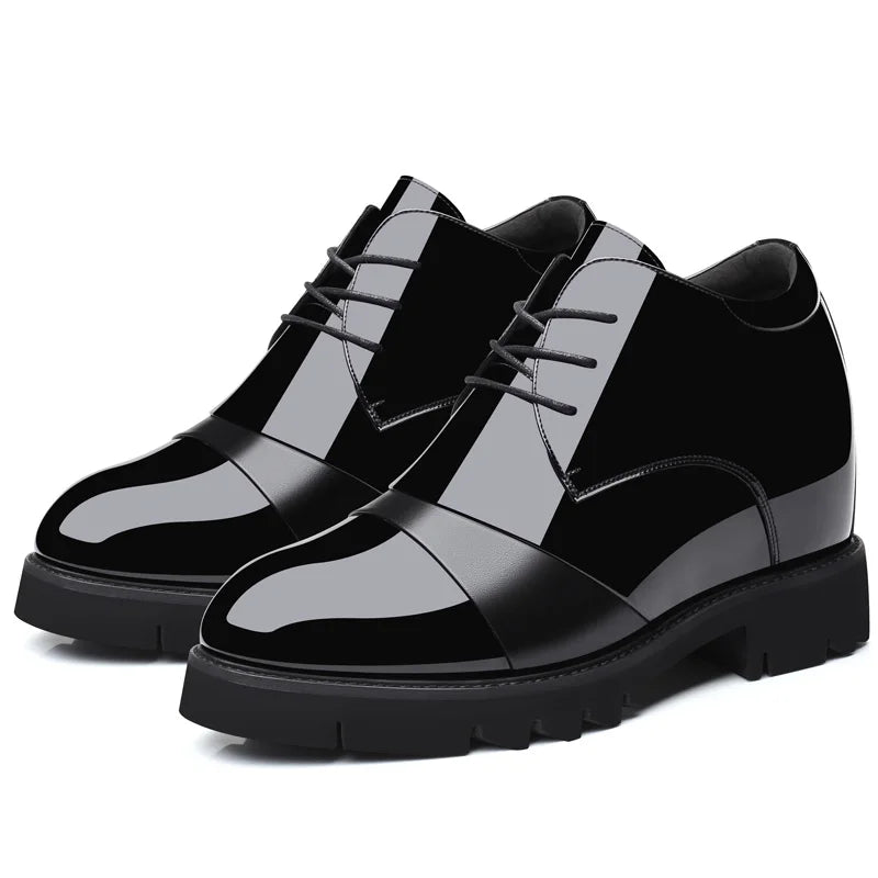 Internal Increase Men Shoes 12cm Elevator Business Formal Leather Shoes Inner Height Increasing Patent Leather Daily Men's Shoes