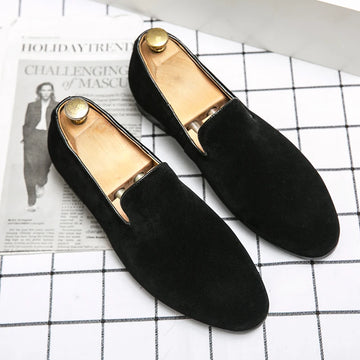 Fashion Classic Men Suede Shoes Male Pointed Brown Black Slip On Loafers Wedding Dress Homecoming Formal Footwear Zapatos Hombre