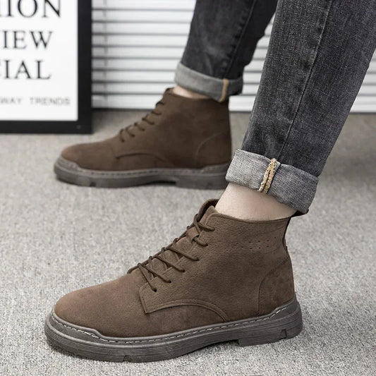 Men's Snow Boots Classic Vintage Boots Trend Outdoor High Top Fashion British Short Boots Travel Mountaineering Casual Shoes