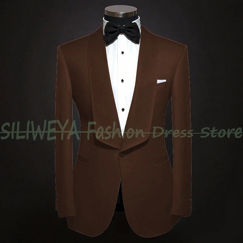 Single Breasted Men's Suit 2 Pieces Jacket Pants High Quality Male Clothing Dinner Party Tuxedo Customized
