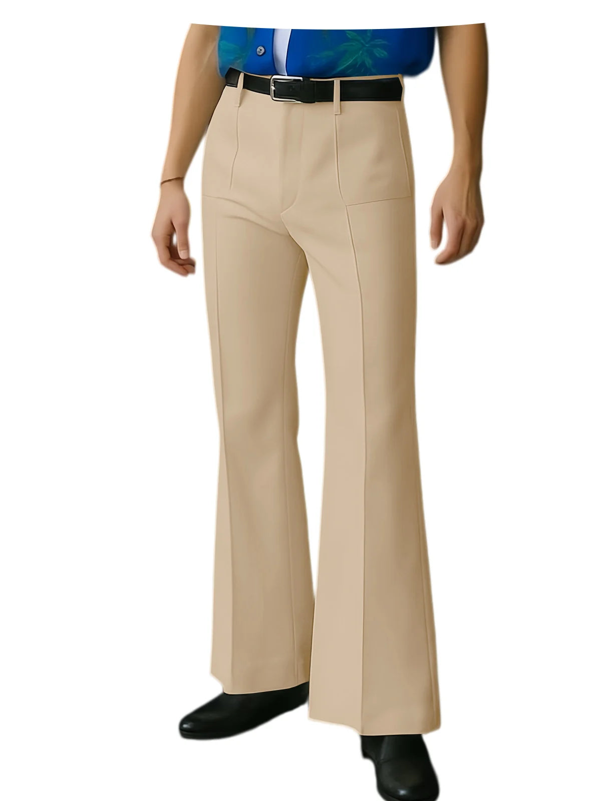 Vintage Men's Flare Pants High Waist Pleated Suit Trousers Formal Business Bell Bottom Pants For Casual Party Wedding Streetwear