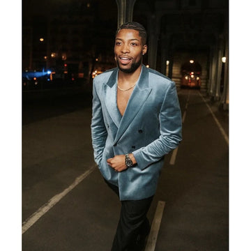Fashion Velvet Men's Suit 2 Pieces Jacket Pants Business Casual Social Party High Quality Male Clothing