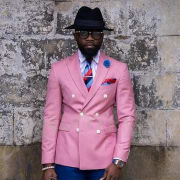New Design 2026 Men's Suit Peaked Lapel Contrast Color Costume Outfit 2 Pieces Double Breasted Wedding Prom Chic Luxury Suit