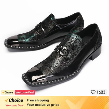 Business men shoes casual leather shoes square head shallow mouth formal dress shoes