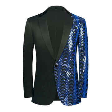 Luxury Mens Striped Wave Sequins Blazer Jacket Lapel One Button Blouse Coat Nightclub Dinner Party Suit Fashion Streetwear