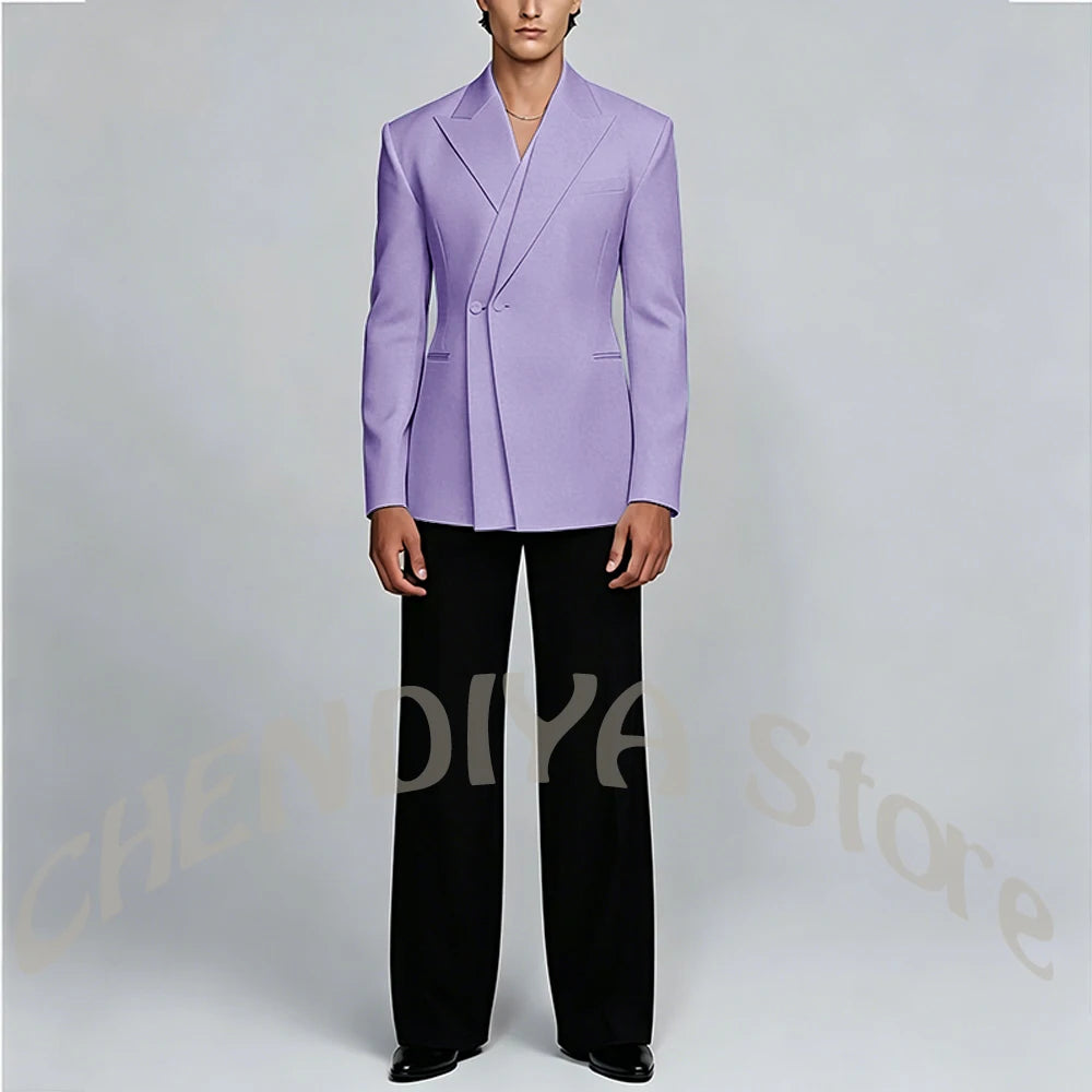 White And Black Unique Suits For Men Groom Wedding Handsome Peaked Lapel Double Button Prom Party Formal Elegant Male Set