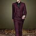 Fashion Solid Color Suits For Men Notch Lapel Classic One Button Daily Office Work Male Business Casual Outfit Jacket Vest Pants