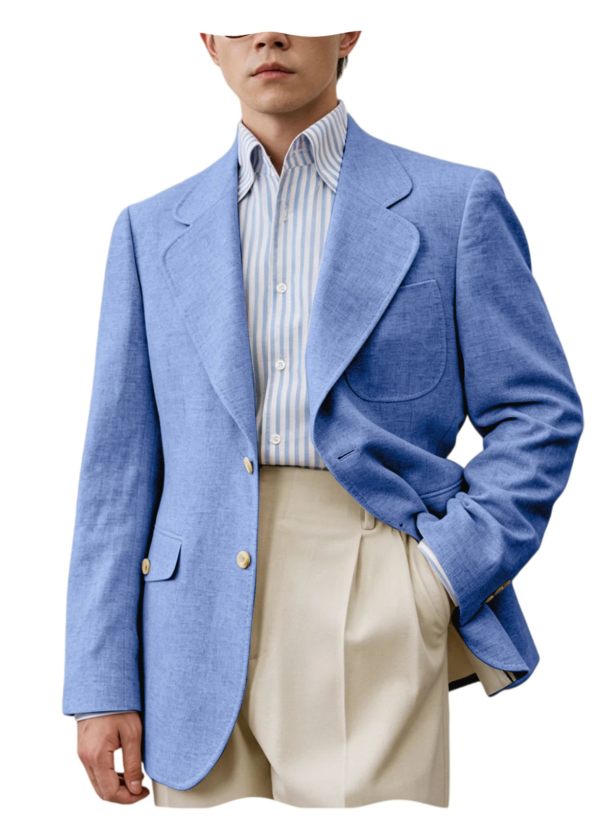 Men Natural Linen Blazer Suit Jacket Breathable Slim Fit Single Breasted Business Office Wedding Party Smart Casual Outerwear