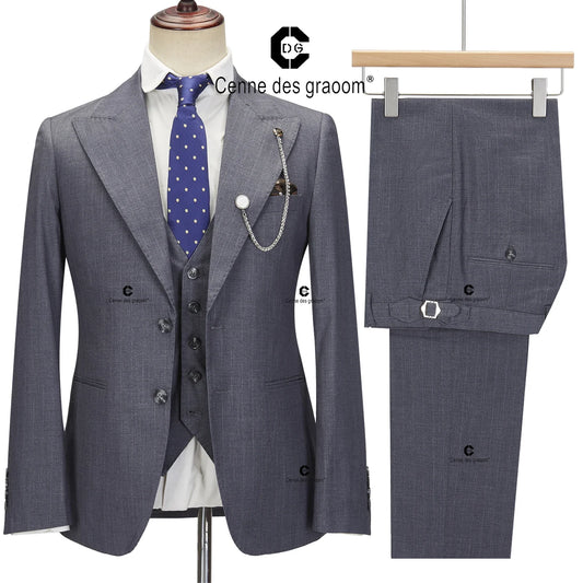 Cenne Des Graoom 2024 Latest Coat Design Men Suits Stripe Tailor-Made Slim Fit 2 Button 3 Piece Set Blazer Vest Pants Wedding