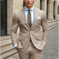 Formal Suits Male Single Breasted Notch Lapel Business Men Suit Set Two Piece Slim Fit Flat Front Casual Man Clothing Terno