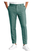 Men's Premium Linen Blend Pants Lightweight Slim Fit Wrinkle-Resistant Trousers Business Office Summer Casual Formal Wear