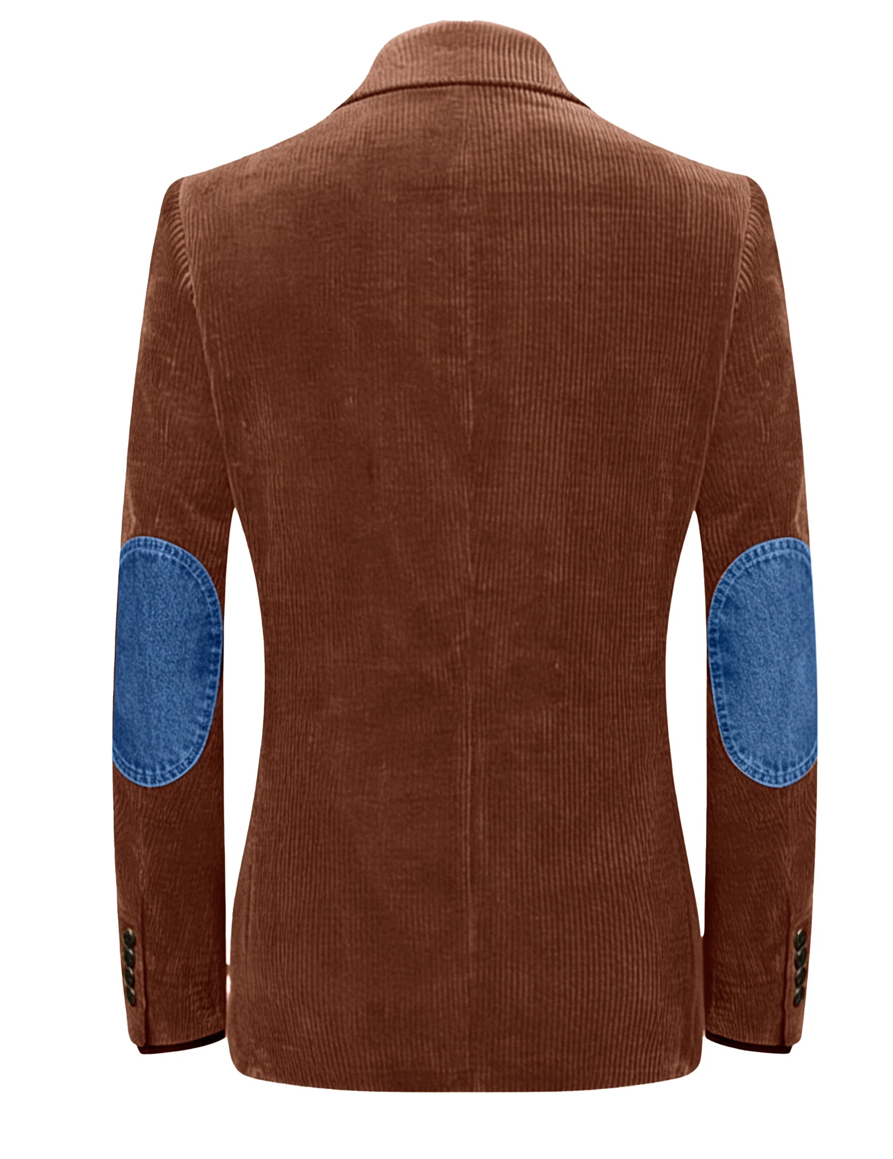 Vintage Men's Corduroy Blazer Jacket with Denim Elbow Patches Casual Business Notch Lapel Suit Sport Coats for Men Spring