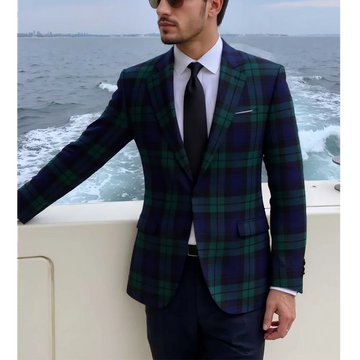 Elegant Plaid Formal Wedding Suit Slim High Quality Notch Lapel Single Button Unique Solid Pants Business Casual Male Set