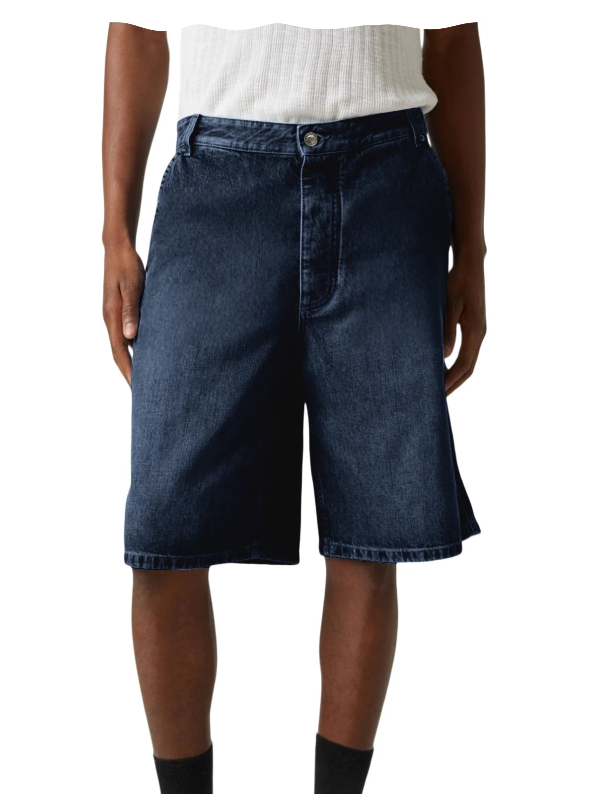 Men's Light Blue Denim Shorts Loose Fit Casual Straight Leg Jean Shorts Summer Breathable Cotton Denim Shorts for Daily Wear