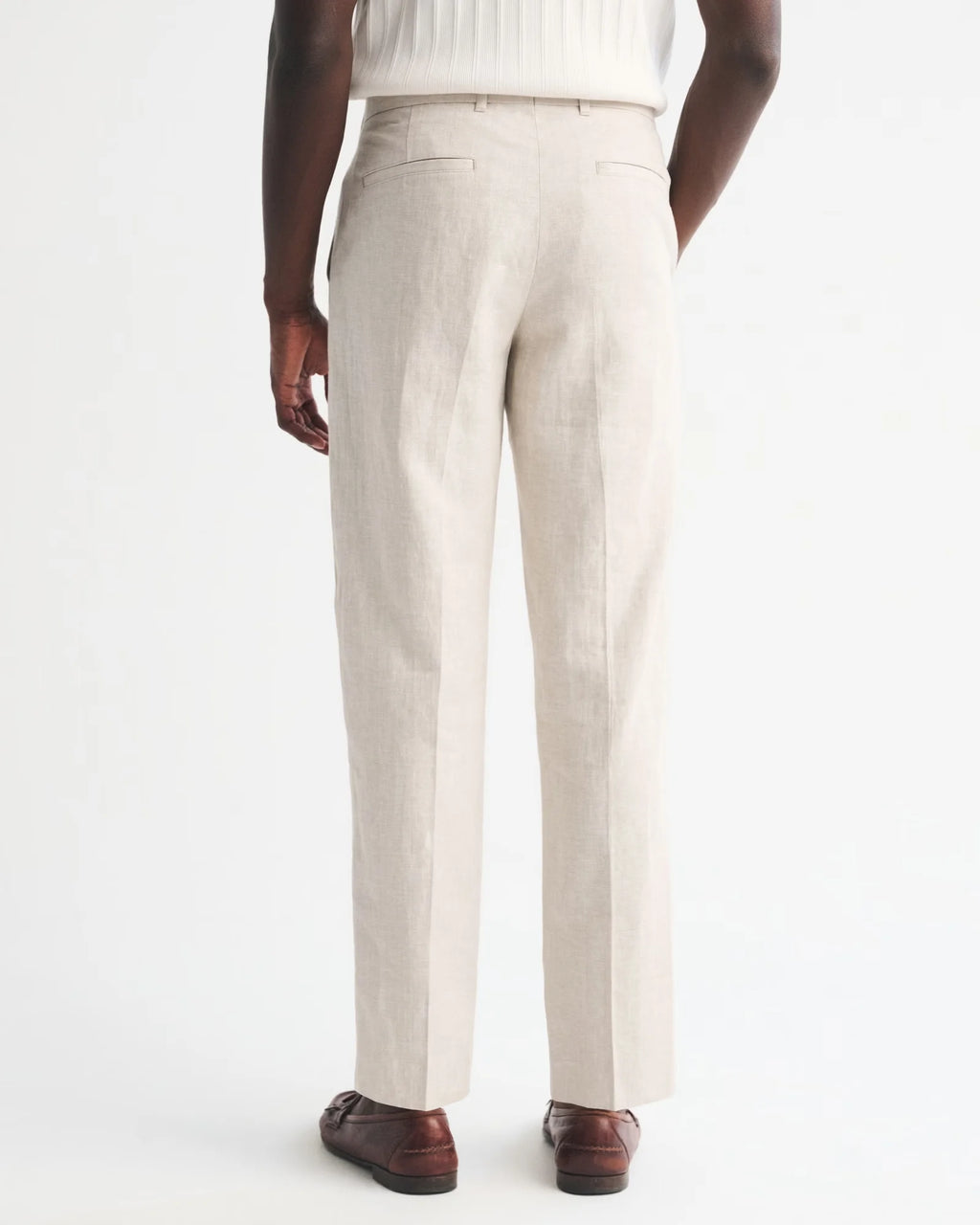 Men's Linen Straight Fit Pants Wrinkle-Resistant Lightweight Breathable Flat-Front Casual Trousers Expandable-Waist For Summer