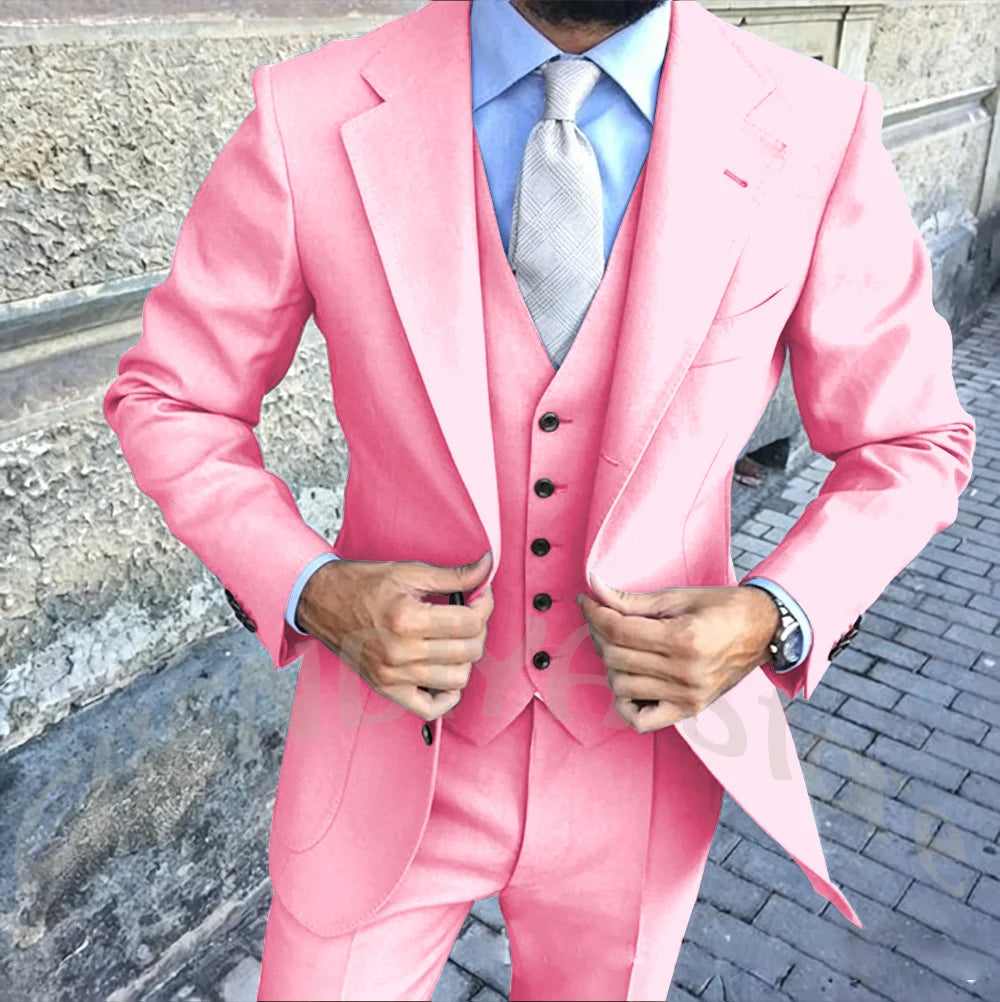 Latest Design Brown Man Work Suit Groom Tuxedos Notch Lapel Mens Business Suits Wedding  Dress Suit Sets (Jacket+Pants+Vest+Tie)