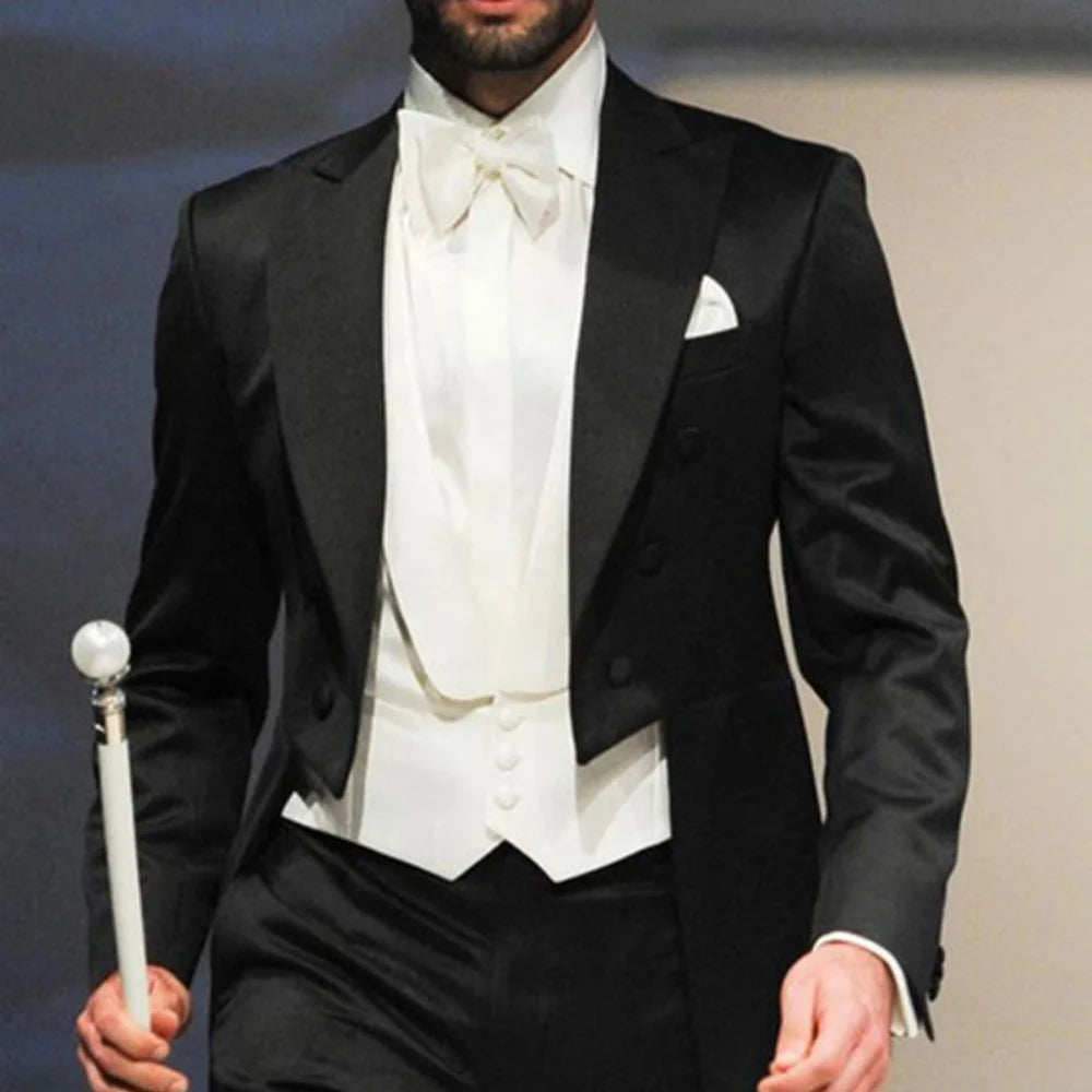 Three-Piece Blazer for Men, Menstrual De Cana, Masculino de Cavalheiro, Men's Smoking Jacket, 3 PCs