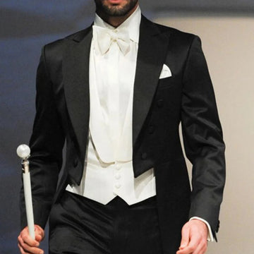 Three-Piece Blazer for Men, Menstrual De Cana, Masculino de Cavalheiro, Men's Smoking Jacket, 3 PCs