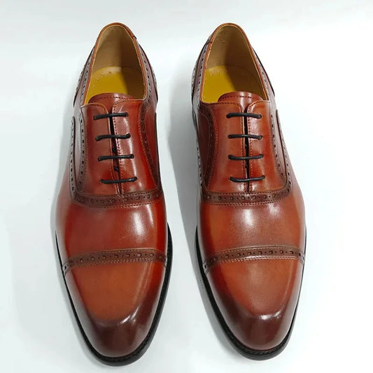 Classic Office Men Shoes Pure Handcrafted Lace-Up High Grade Cowhide Leather Formal Dress Wedding Party Shoes Ideal For Business