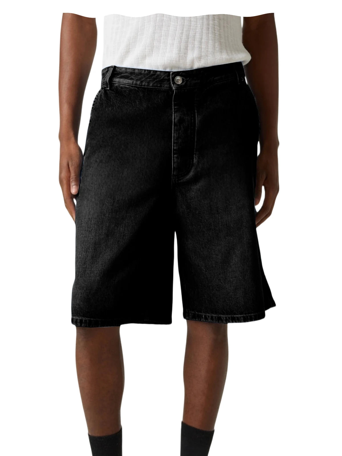 Men's Light Blue Denim Shorts Loose Fit Casual Straight Leg Jean Shorts Summer Breathable Cotton Denim Shorts for Daily Wear