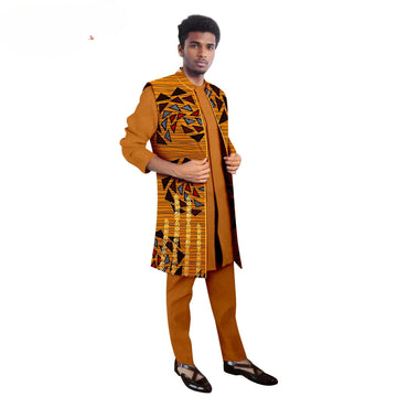 2025 Men`s Suit African Clothing Dashiki Printed Jacket and Pants 3 Piece Set Dress Suit  Attire for Wedding  Clothes for Men