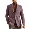 Men's Houndstooth Blazer Luxury Peak Lapel Slim Fit Wool Blend Suit Jacket For Classic Business Casual Fall Winter with Pockets