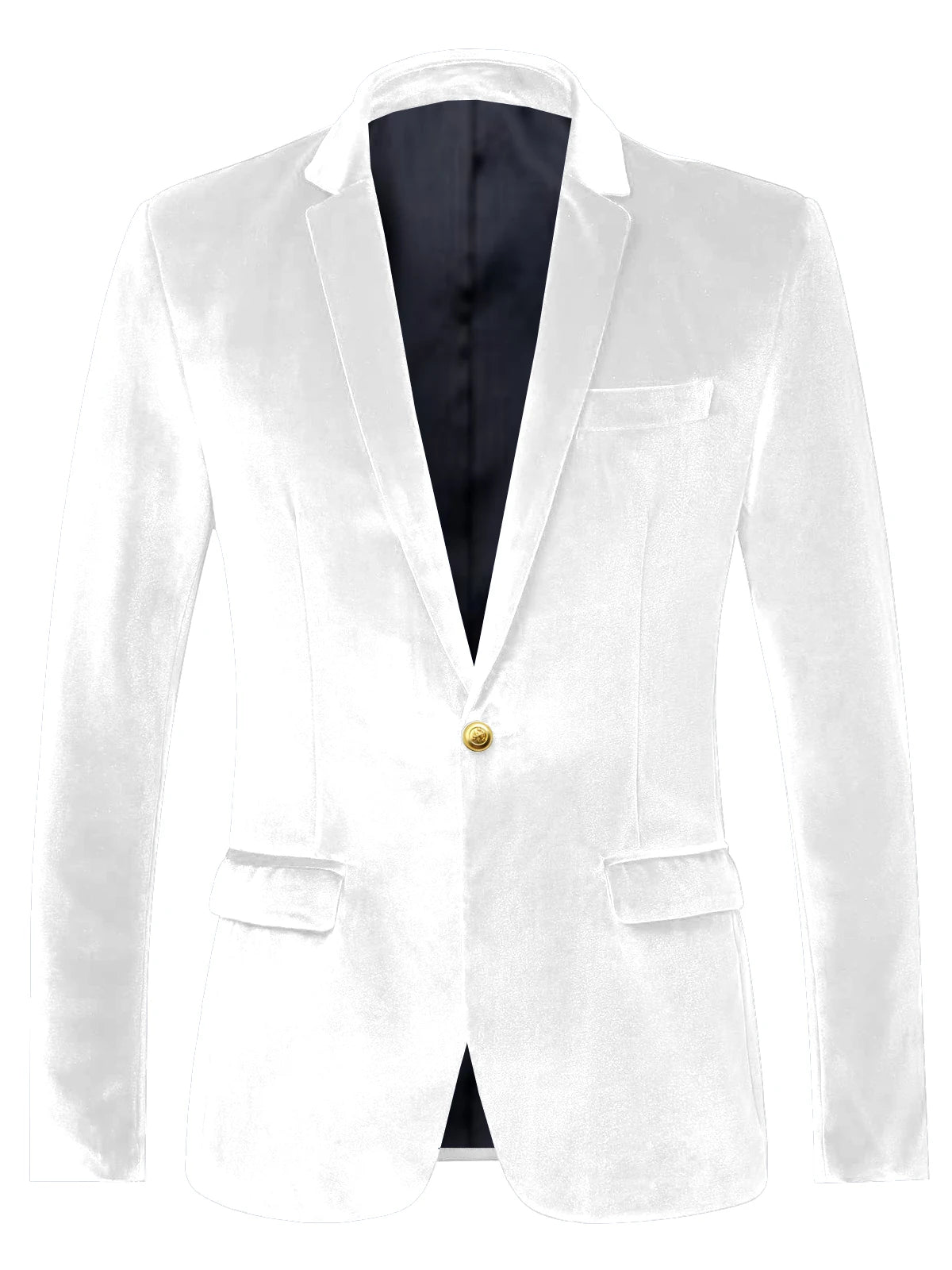 Men's Velvet Blazer Notch Lapel Slim Fit Suit Jacket With Gold One Button Suit Coat For Wedding Party Prom