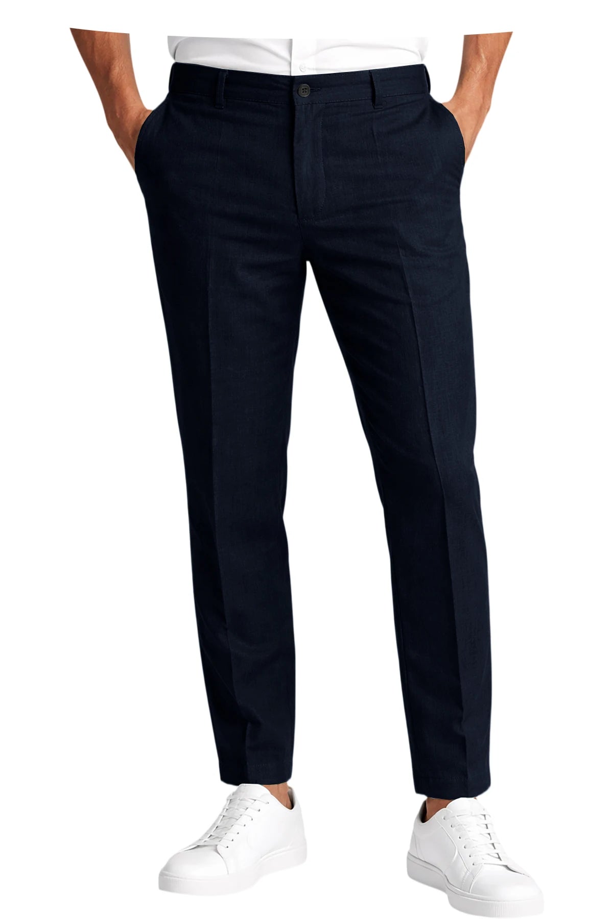 Men's Premium Linen Blend Pants Lightweight Slim Fit Wrinkle-Resistant Trousers Business Office Summer Casual Formal Wear