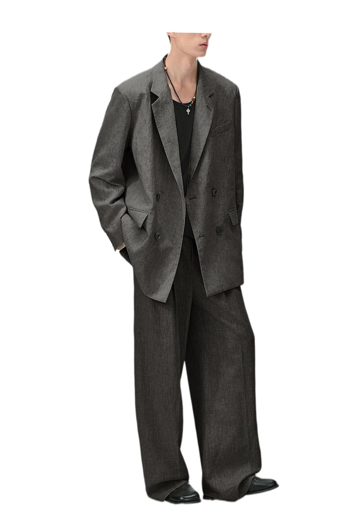 Men's Linen Suit 2-Piece Double Breasted Slim Fit Blazer Straight Leg Pants For Summer Casual Business Wedding Streetwear