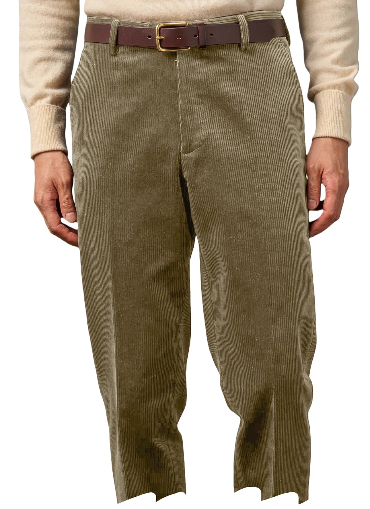 Men's Corduroy Pants High Waist Straight Classic Fit Wrinkle-Resistant Trousers For Business Casual Daily Wear Streetwear