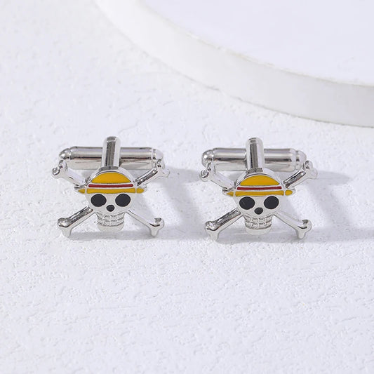 2 PCs Punk Skull Cufflinks Pirata Crossbones Links de punho para homens meninos camisa de terno de blusa Acessórios de joias por atacado