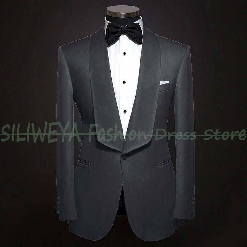Single Breasted Men's Suit 2 Pieces Jacket Pants High Quality Male Clothing Dinner Party Tuxedo Customized