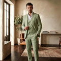 3 Pieces Linen Breathable Suit Separates Blazer with Vest Pants for Men Summer Beach Wedding Casual Party Suits for Men Suits