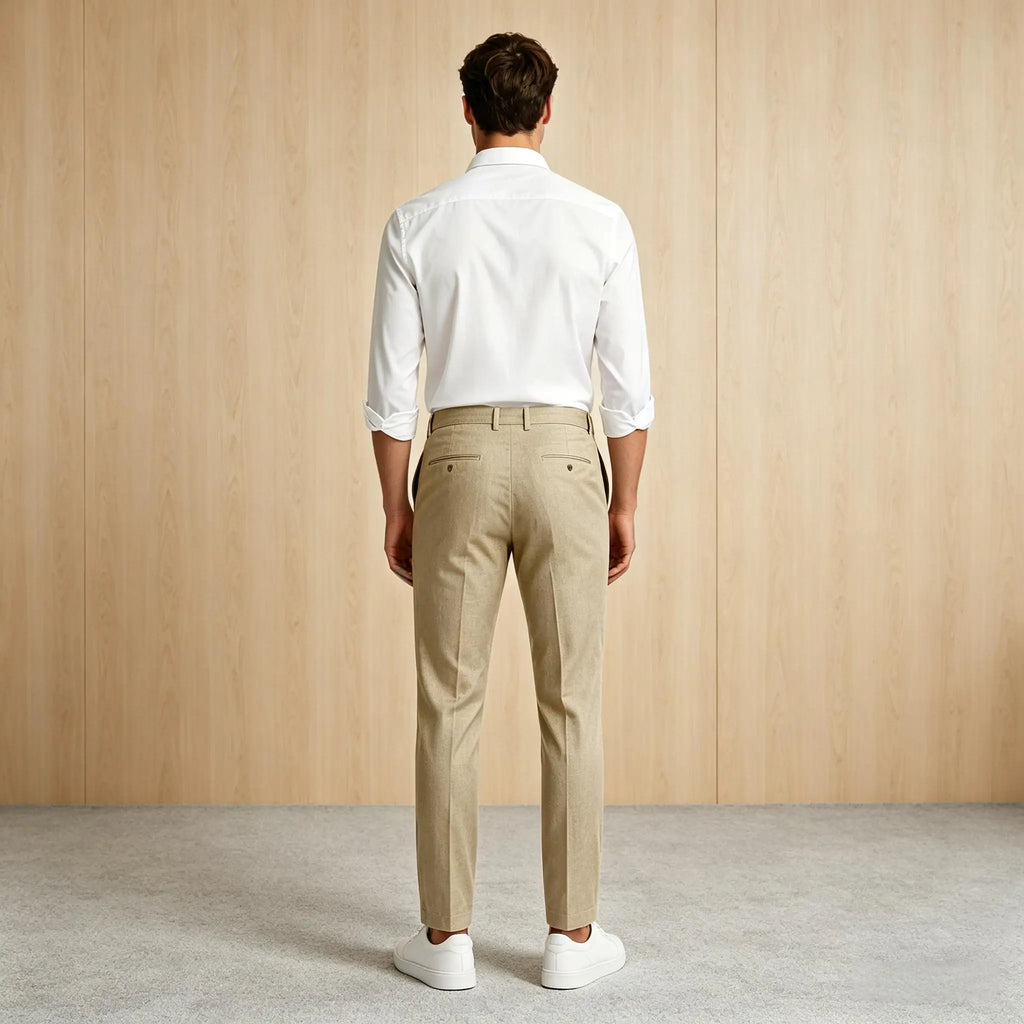 Men's Premium Linen Blend Pants Lightweight Slim Fit Wrinkle-Resistant Trousers Business Office Summer Casual Formal Wear