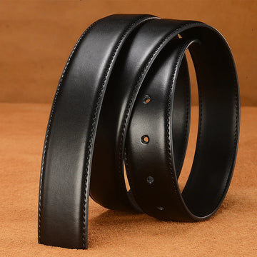 Belts Without Buckle 2.4 2.8 3.0 3.5 3.8cm Width Brand Pin Buckle Black Genuine Leather Men's Belts Body No Buckle Strap