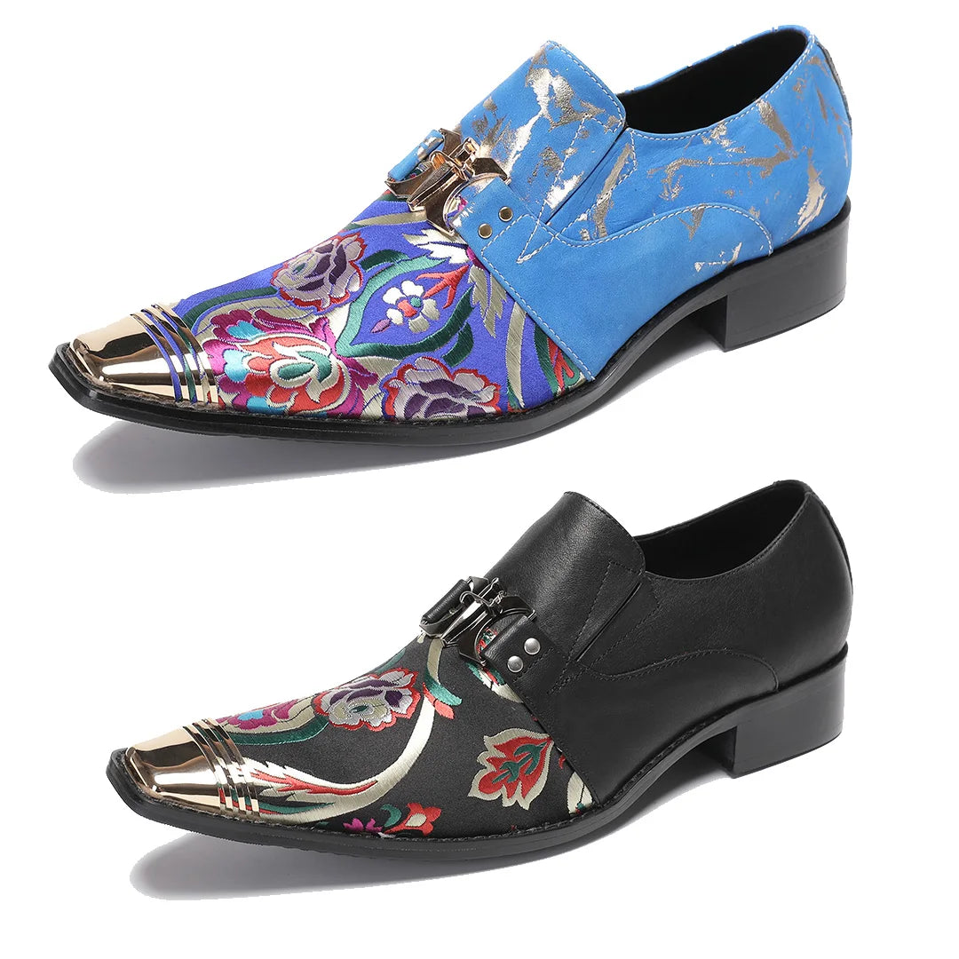 Sapato Social Masculino New Handmade Spring and Autumn Metal Printed Fashion Party and Wedding Men's Shoes    обувь мужская
