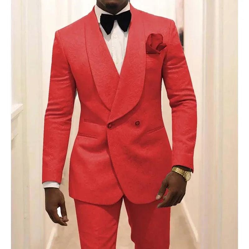 2-piece Italian Design Custom Men's Wedding Suit Pink Smoking Tuxedo Jacket  Set (Coat + Pants) Traje De Novio Para Boda Lujoso