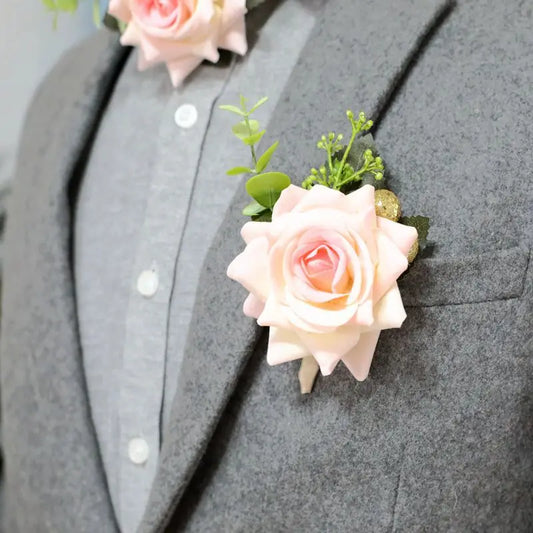 Casamento Boutonniere Bride Damaid Cristo Corto Pinos Pinos de Pinos de Pinções de Sul Flower Silk Red Simulation Rose Boutonniere