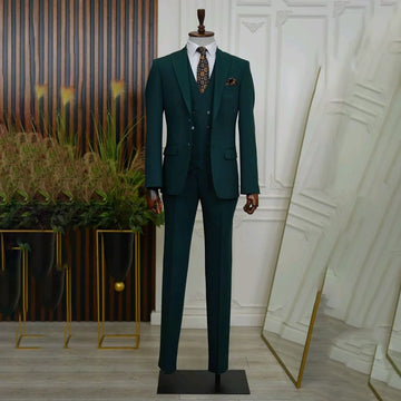 Formal Men's Suit 3 Pieces Wedding Groom Tuxedo Business Casual Jacket Pants Vest Dinner Party Dress