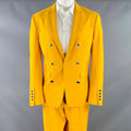 Double Breasted Yellow Fashion Suit 2 Pieces Jacket Pants Men Formal Occasion Blazer Set Stylish Trousers