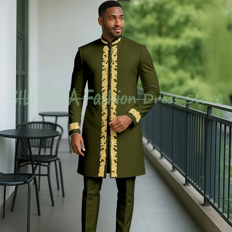 High Quality Men Retro Figure Slim Fit Tuxedo Prom Suit Fashion White Male Groom Wedding 2 Pieces Blazer Set