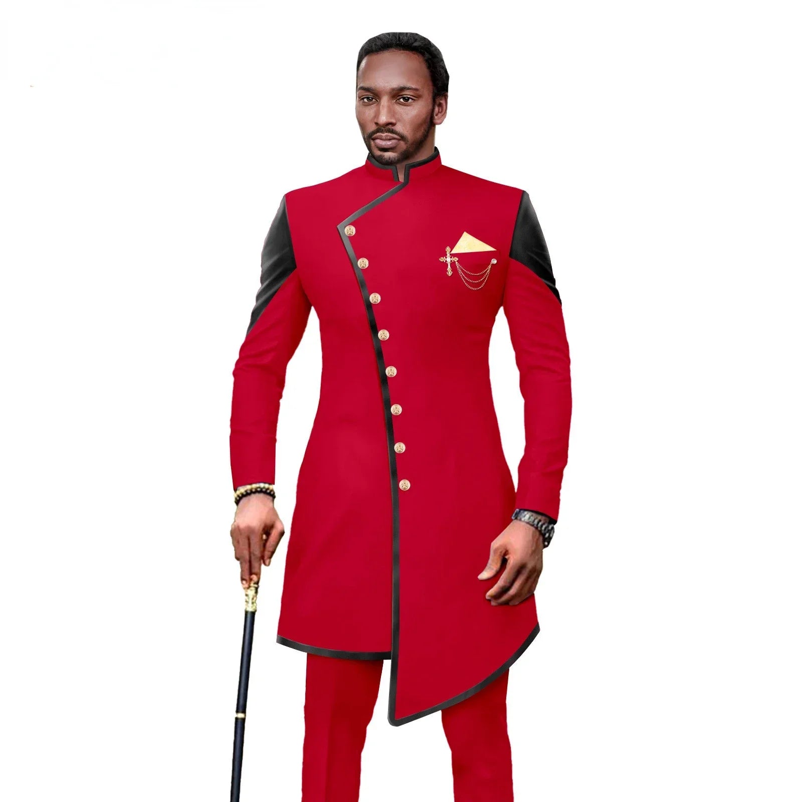 Elegant Appliqued Two-piece Men's Suit for Wedding Banquet Host Dance Prom Christmas Costume Men Blazer Chinese Style