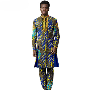 Costume Africain Slim Fit Pour Homme, Blazer Brodé Et Pantalon Ankara, Ensemble 2 Pièces, Tenues Formelles, Veste Dashiki,