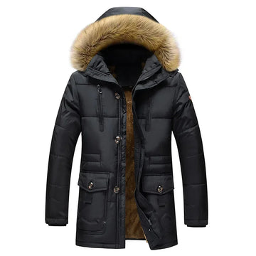 Men's Plus Size New 2024 Brand Men's Casual Jacket Winter Fashion Thick Parkas Male Coats Fur Overcoat Heated Warm Jackets Parka