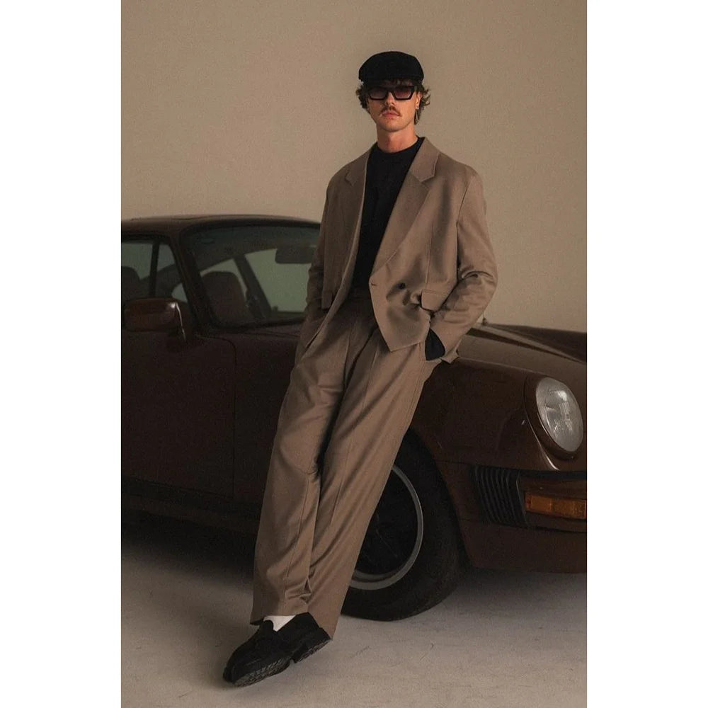 2 Pieces Men's Suit Boutique Chic Outfits Work Commute Business Casual Office Male Clothing Jacket+Pants