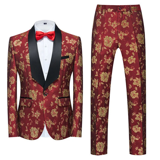 Vestido de noite masculino do W-49, noivo e melhor homem, terno de um botão, terno de duas peças, tamanho grande, terno de desempenho esbelto, casamento