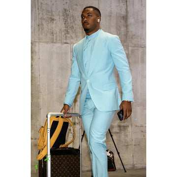 Single Breasted 2 Pieces Men Suit Jacket Pants Daily Work Commute Business Casual Office Male Clothing