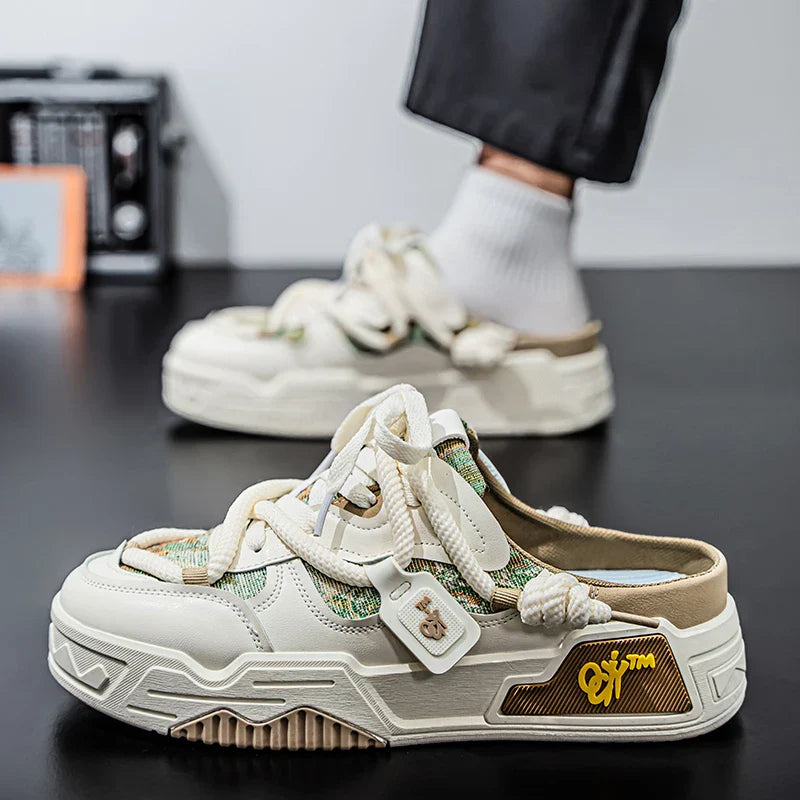 Trendy Half Slippers For Men Spring Autumn Outer Wear Lazy Person One Step No Heel Board Slippers Youth Casual Slippers